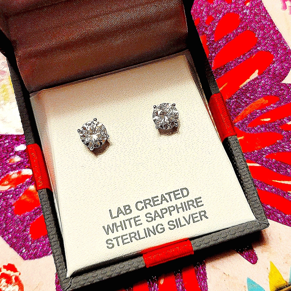 White Sapphire Stud Earrings